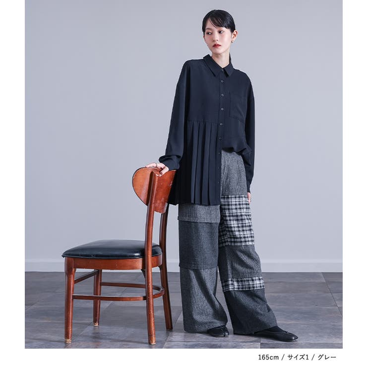 kOhAKUチェック切替ワイドパンツ  | osharewalker | 詳細画像2 
