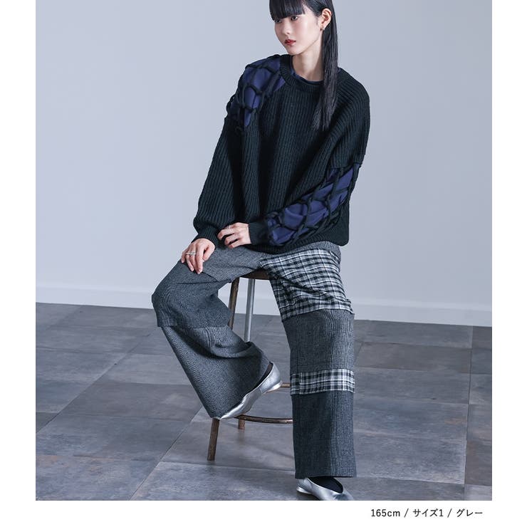 kOhAKUチェック切替ワイドパンツ  | osharewalker | 詳細画像6 