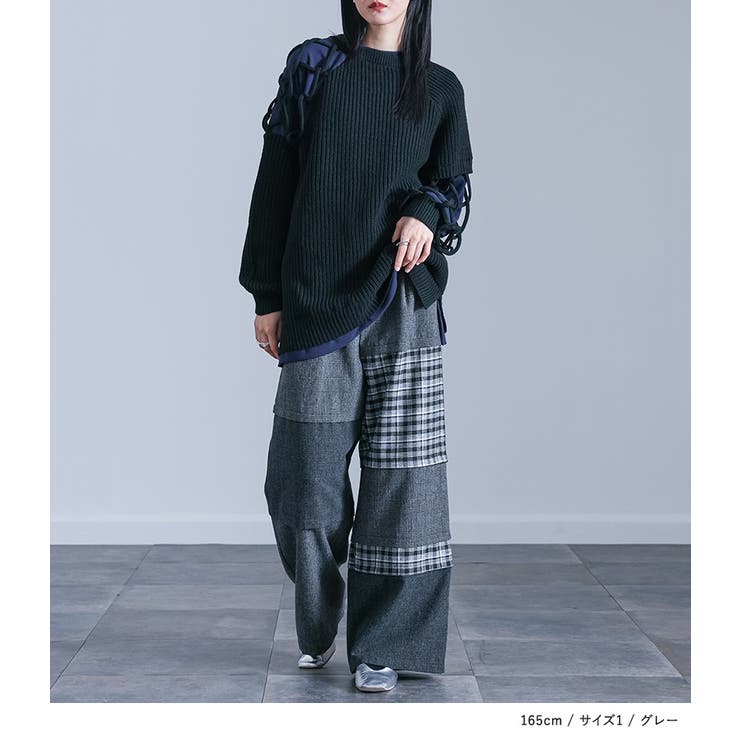 kOhAKUチェック切替ワイドパンツ  | osharewalker | 詳細画像7 