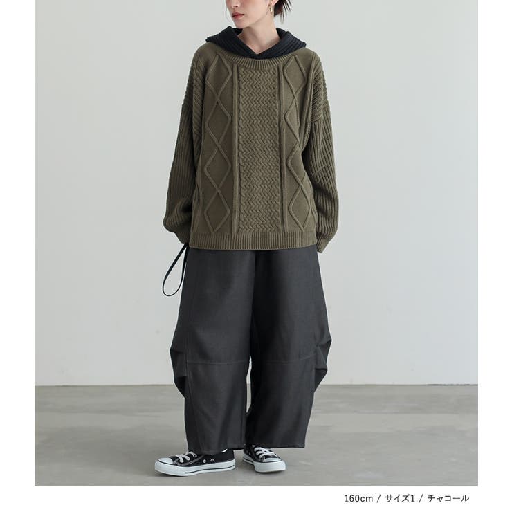 n'OrLABELウールライクタックコクーンパンツ  | osharewalker | 詳細画像12 