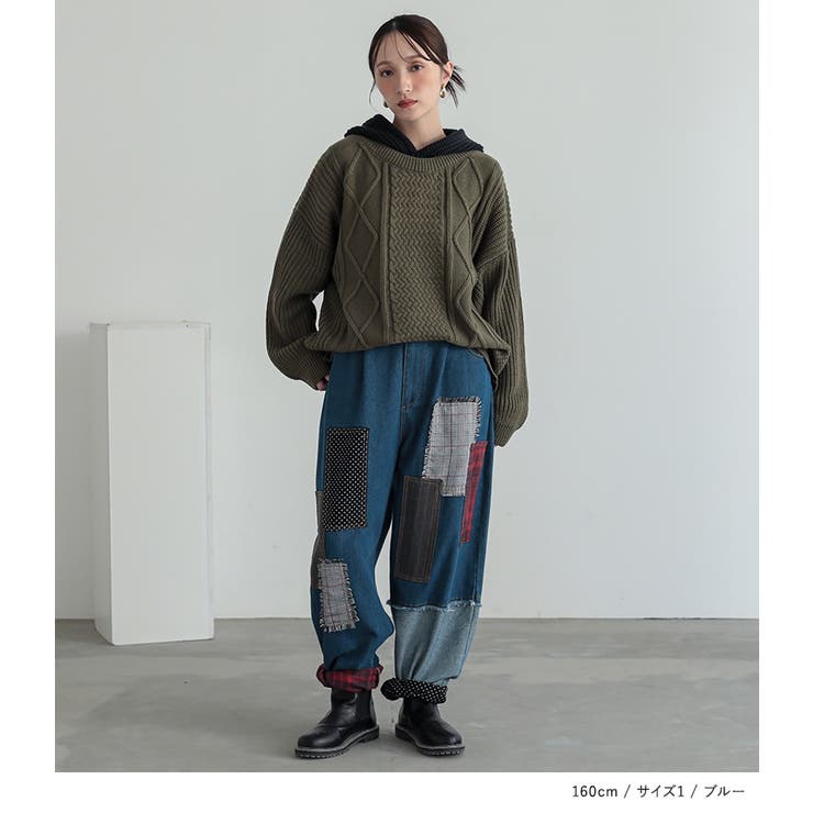 n'OrLABELパッチワークデニムパンツ  | osharewalker | 詳細画像2 