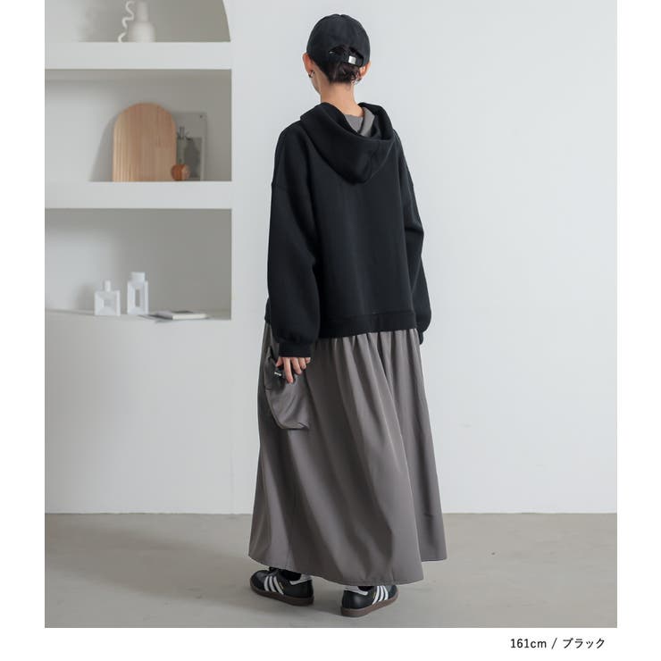 n'OrLABEL裏起毛異素材ドッキングフードワンピース  | osharewalker | 詳細画像10 