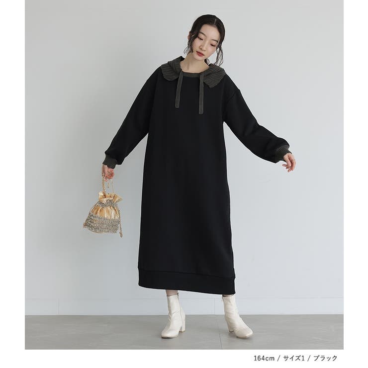 somari imagination裏起毛ニットフード付きワンピース[品番 somari imagination裏起毛ニットフード付きワンピース[品番