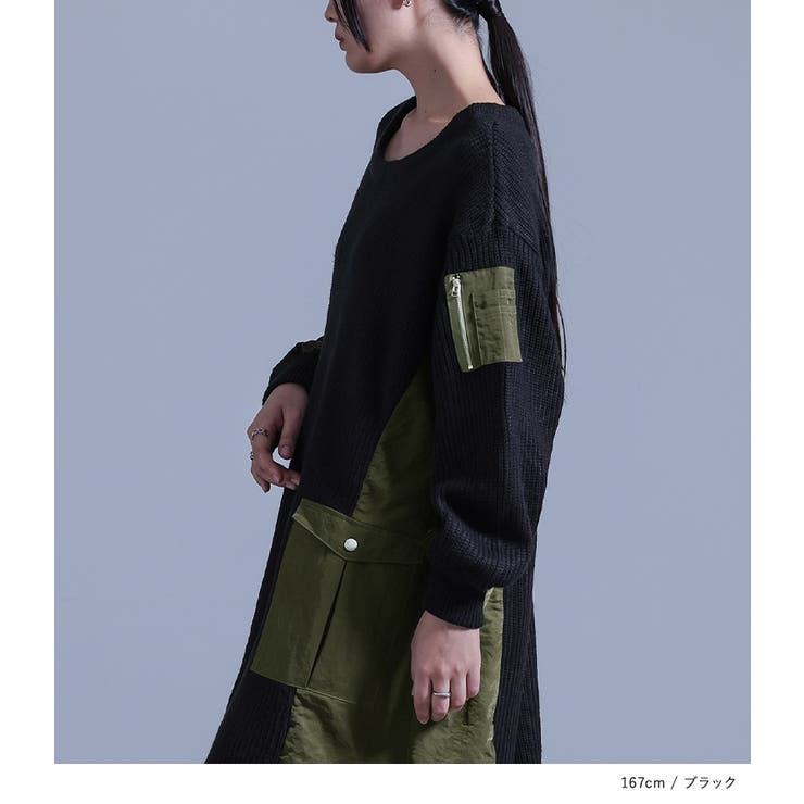 kOhAKU布帛切替ニットワンピース  | osharewalker | 詳細画像16 