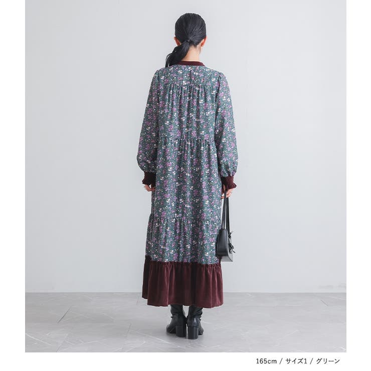 somari imaginationベロア切替花柄ティアードワンピース  | osharewalker | 詳細画像9 