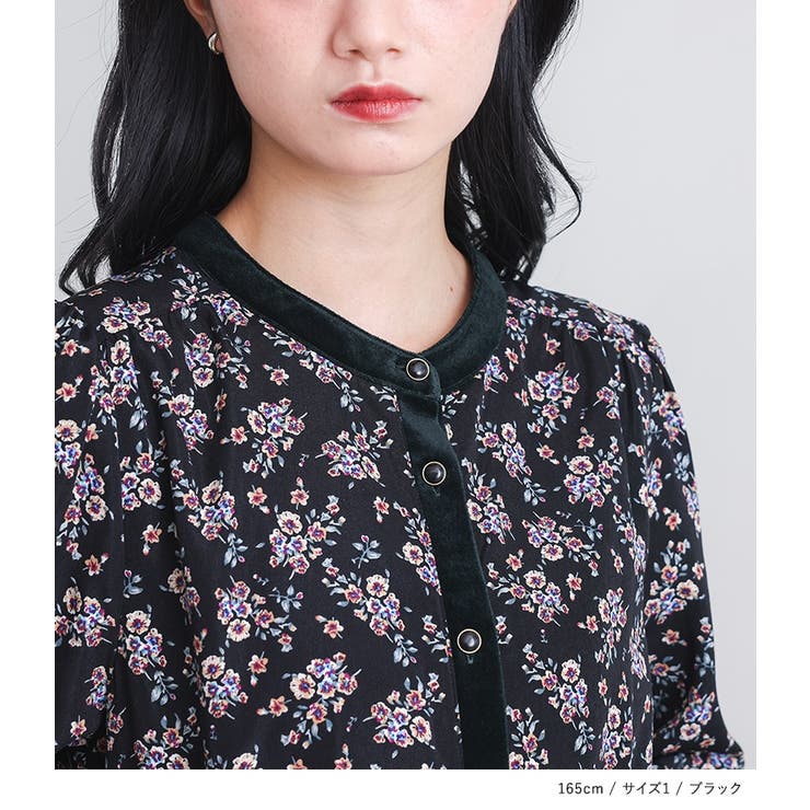 somari imaginationベロア切替花柄ティアードワンピース  | osharewalker | 詳細画像10 