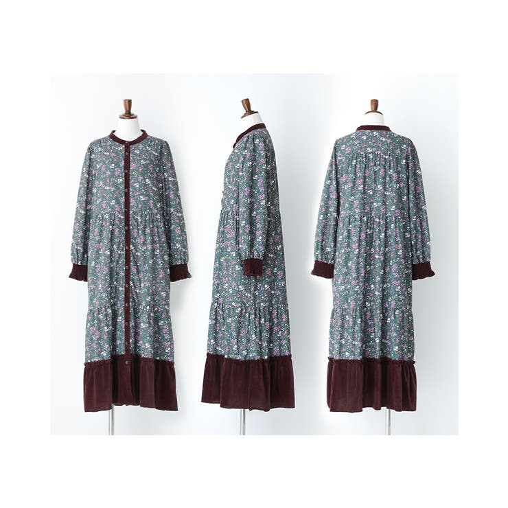 somari imaginationベロア切替花柄ティアードワンピース  | osharewalker | 詳細画像13 