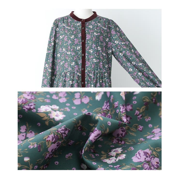 somari imaginationベロア切替花柄ティアードワンピース  | osharewalker | 詳細画像14 