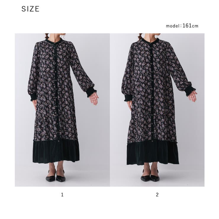 somari imaginationベロア切替花柄ティアードワンピース  | osharewalker | 詳細画像18 