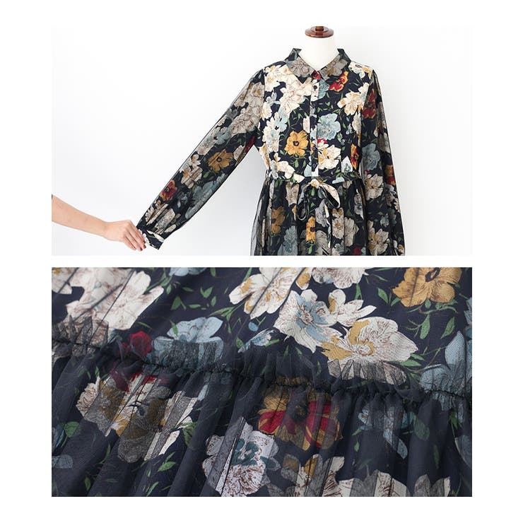 somari imagination花柄チュールドッキングワンピース  | osharewalker | 詳細画像14 