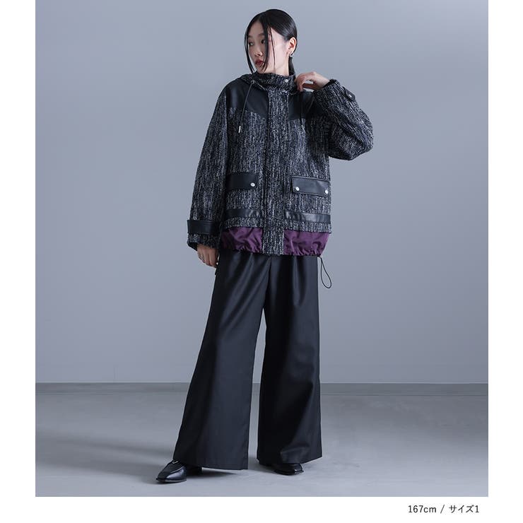 kOhAKU異素材切替ツイードコート  | osharewalker | 詳細画像2 