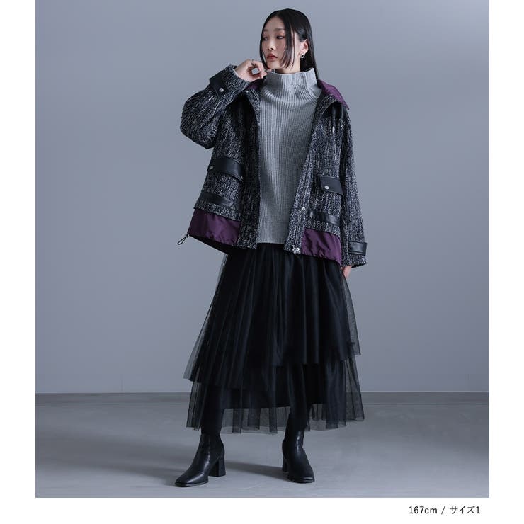 kOhAKU異素材切替ツイードコート  | osharewalker | 詳細画像7 