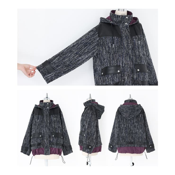 kOhAKU異素材切替ツイードコート  | osharewalker | 詳細画像15 