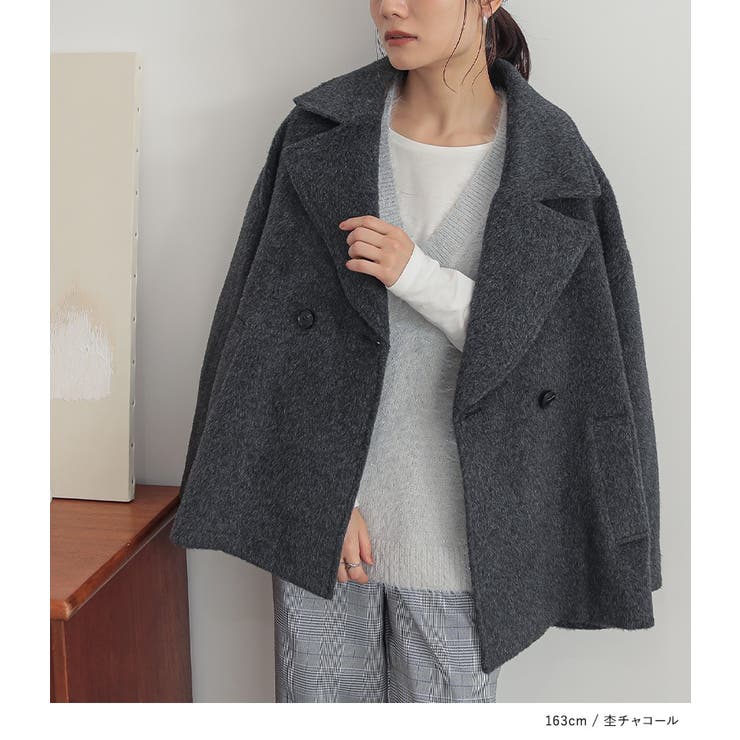 osharewalker♡n'OrLABEL♡コクーンスリーブコート♡グレー コクーンスリーブコート』（ピーコート）｜n'OrLABEL（ノアール