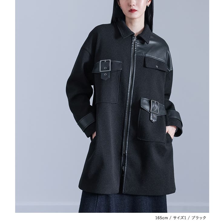 kOhAKU異素材切替バックルコート  | osharewalker | 詳細画像8 