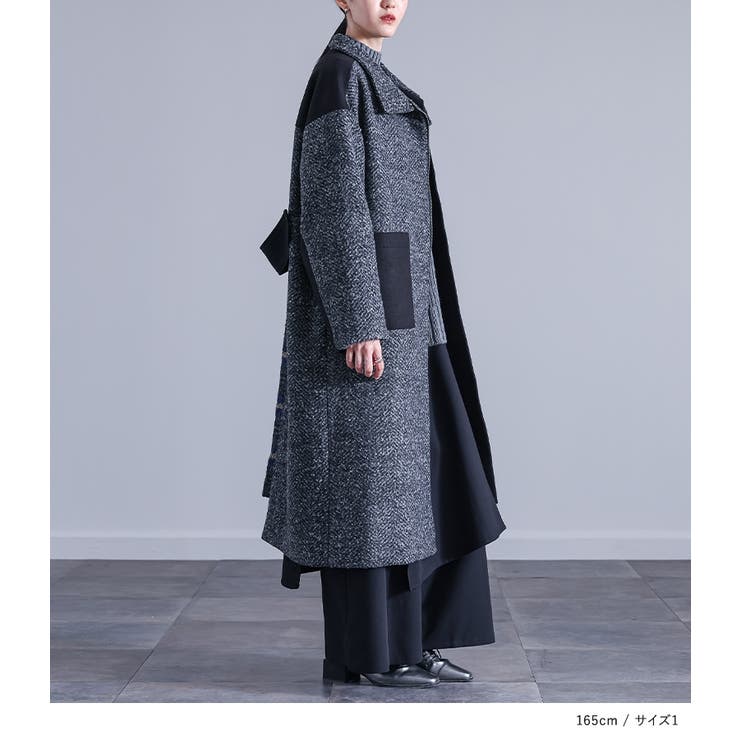 kOhAKU異素材切替スタンドロングコート  | osharewalker | 詳細画像6 