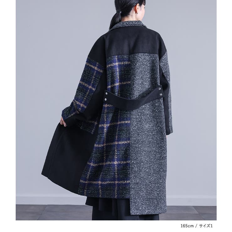 kOhAKU異素材切替スタンドロングコート  | osharewalker | 詳細画像7 