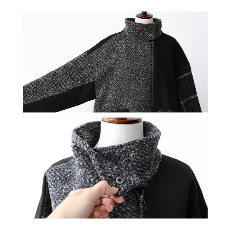 kOhAKU異素材切替スタンドロングコート  | osharewalker | 詳細画像16 