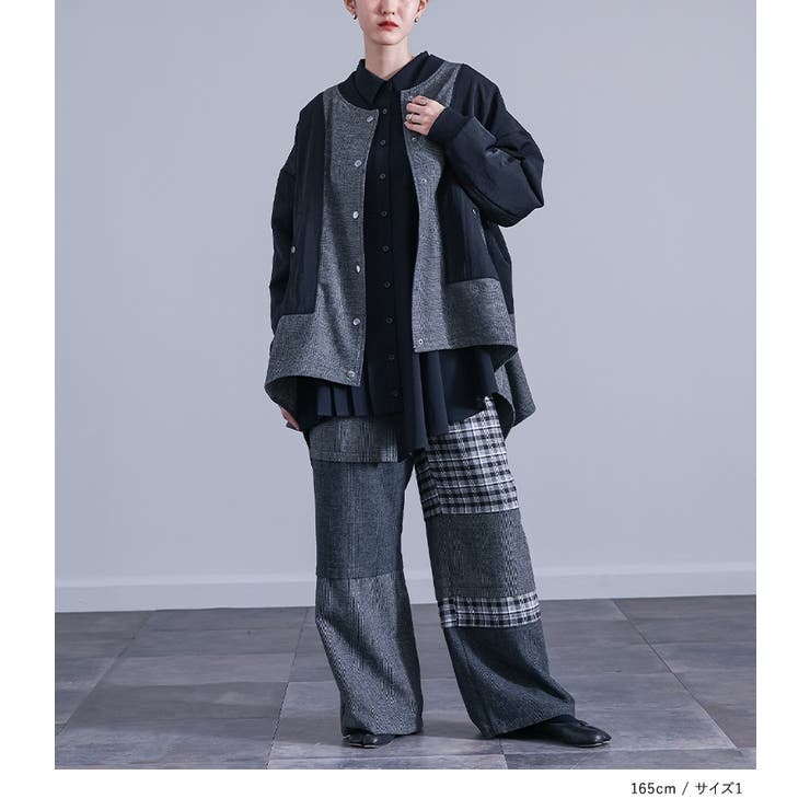kOhAKUチェックフレア切替ブルゾン  | osharewalker | 詳細画像2 