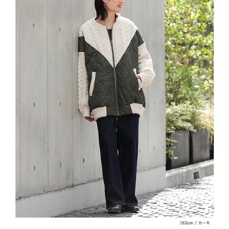 n'OrLABELキルティング×ケーブルニットドッキングブルゾン  | osharewalker | 詳細画像11 