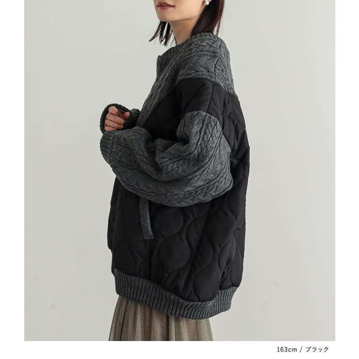 n'OrLABELキルティング×ケーブルニットドッキングブルゾン  | osharewalker | 詳細画像13 