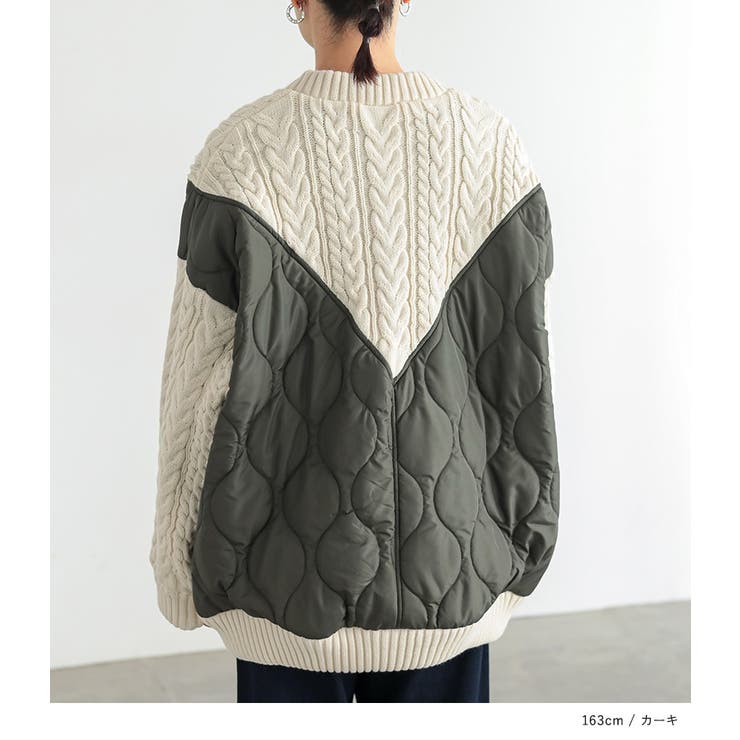 n'OrLABELキルティング×ケーブルニットドッキングブルゾン  | osharewalker | 詳細画像16 