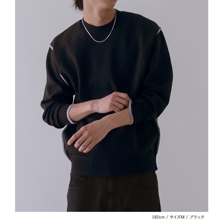 n'OrLABELメンズ配色ラインニット  | osharewalker【MEN】 | 詳細画像2 