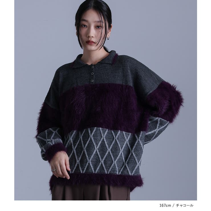 kOhAKUシャギー切替ポロニット  | osharewalker | 詳細画像8 