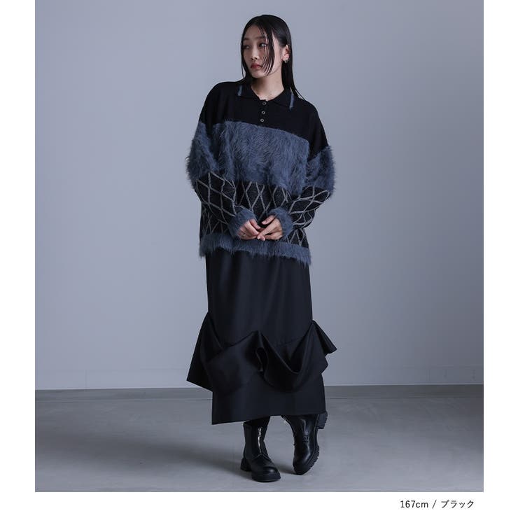 kOhAKUシャギー切替ポロニット  | osharewalker | 詳細画像11 