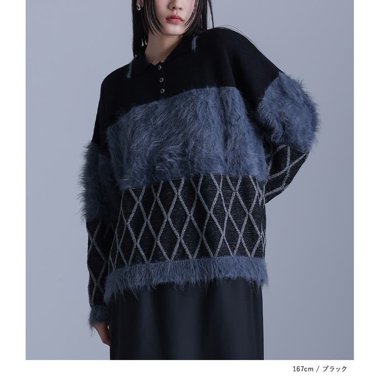 kOhAKUシャギー切替ポロニット  | osharewalker | 詳細画像12 