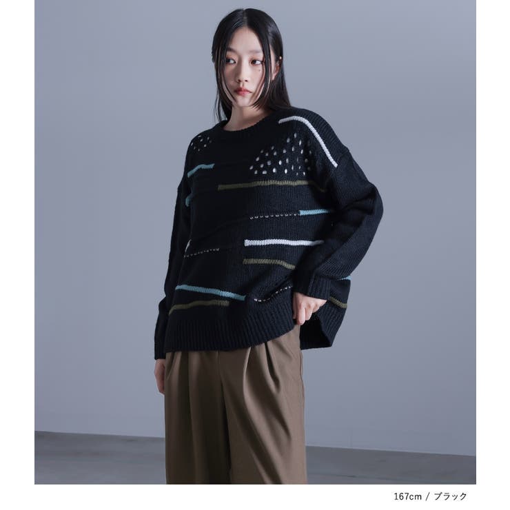 kOhAKU配色ラインニット  | osharewalker | 詳細画像7 