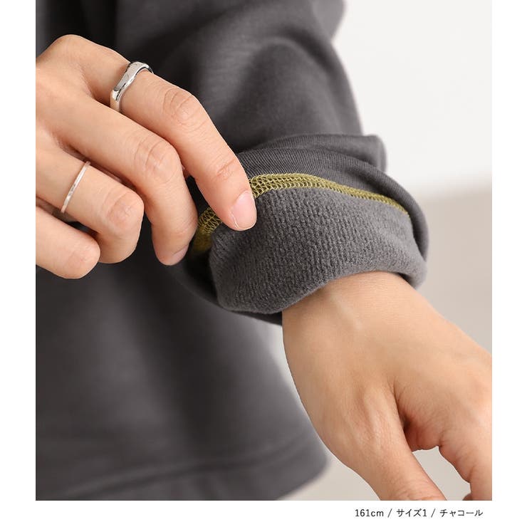 n'OrLABEL配色ステッチ裏起毛フードプルオーバー | osharewalker | 詳細画像17 