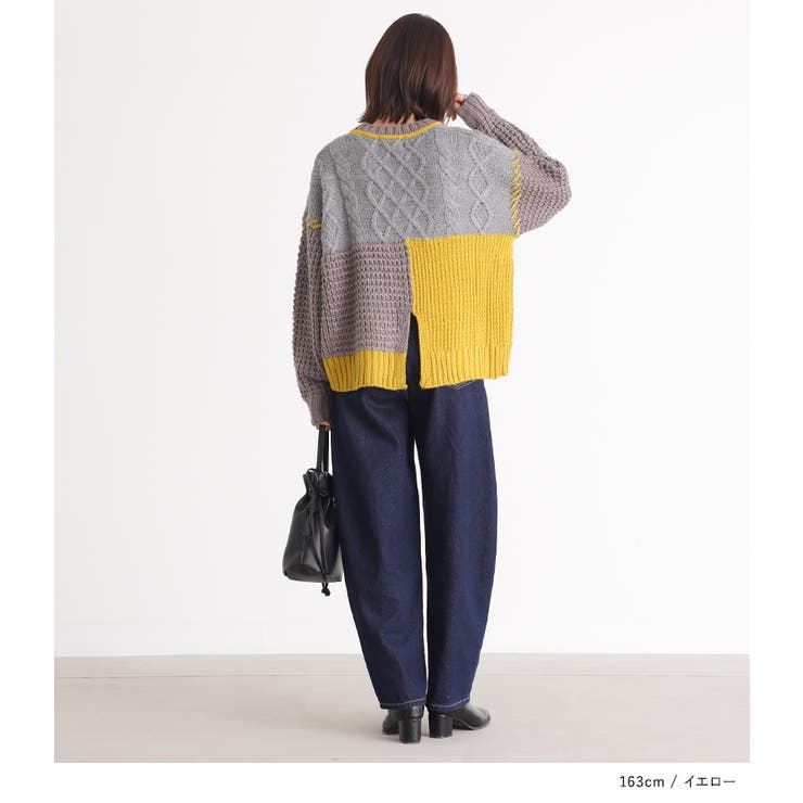 n'OrLABEL配色パッチワークケーブルニット  | osharewalker | 詳細画像13 