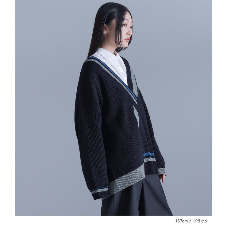 kOhAKUアシメ衿デザインニット[品番：MITW0017734