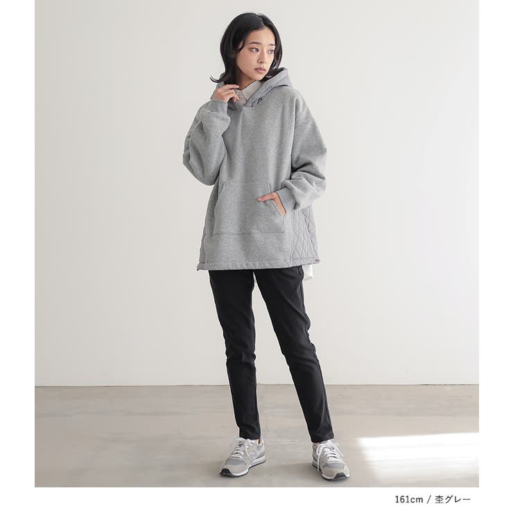 【美品】  パーカー ダウン 切替 グレー 6840WB n'OrLABEL裏起毛キルティング切り替えパーカー[品番：MITW0017698