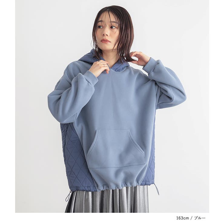 美品✨ディーゼル　現行タグ　中綿切替　パーカー　キルティング　グレー　XL相当 キルティング切り替え パーカー レディース トップス 送料無料・再再販