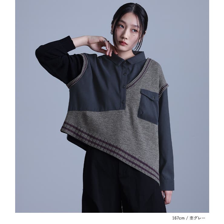 kOhAKUシャツドッキングアシメニット | osharewalker | 詳細画像4 