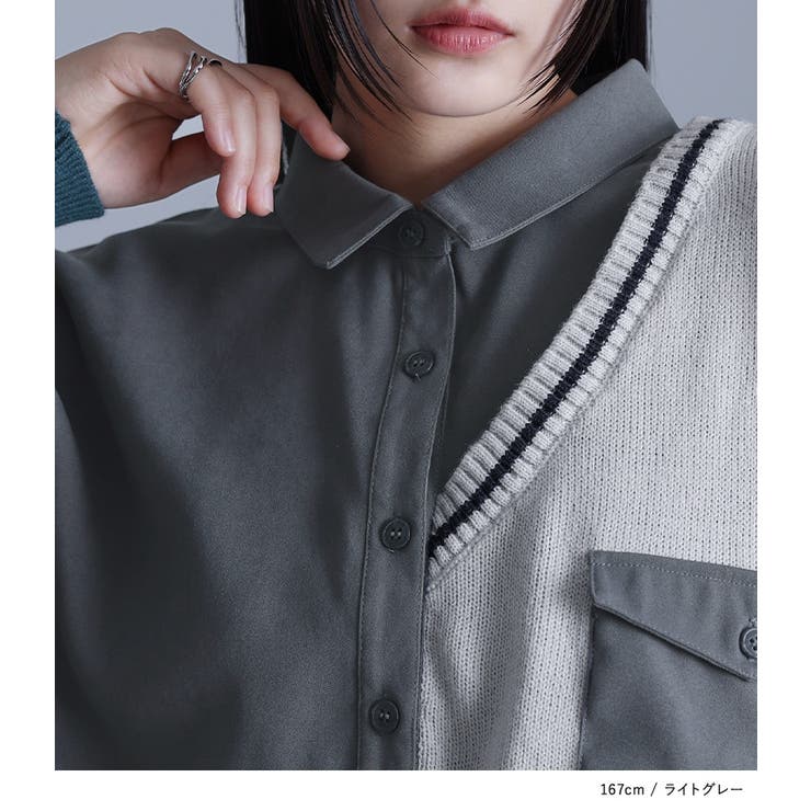 kOhAKUシャツドッキングアシメニット | osharewalker | 詳細画像10 