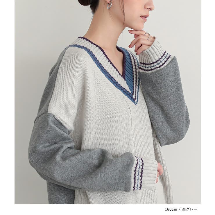 n'OrLABELチルデンニット切替裏起毛プルオーバー  | osharewalker | 詳細画像7 