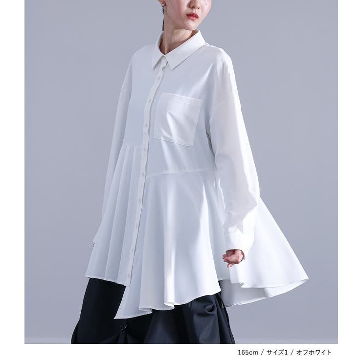 kOhAKUプリーツアシンメトリーフレアシャツ  | osharewalker | 詳細画像3 