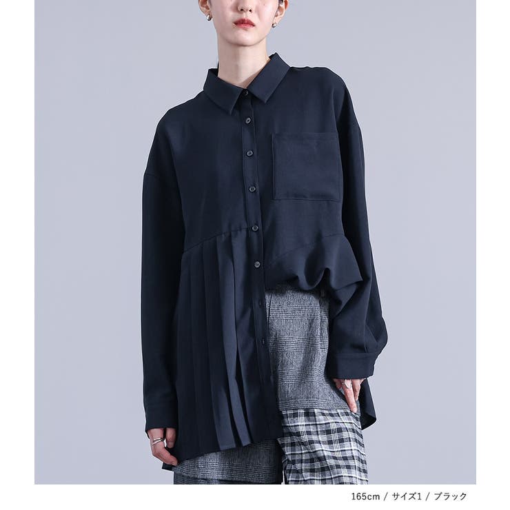 kOhAKUプリーツアシンメトリーフレアシャツ  | osharewalker | 詳細画像12 