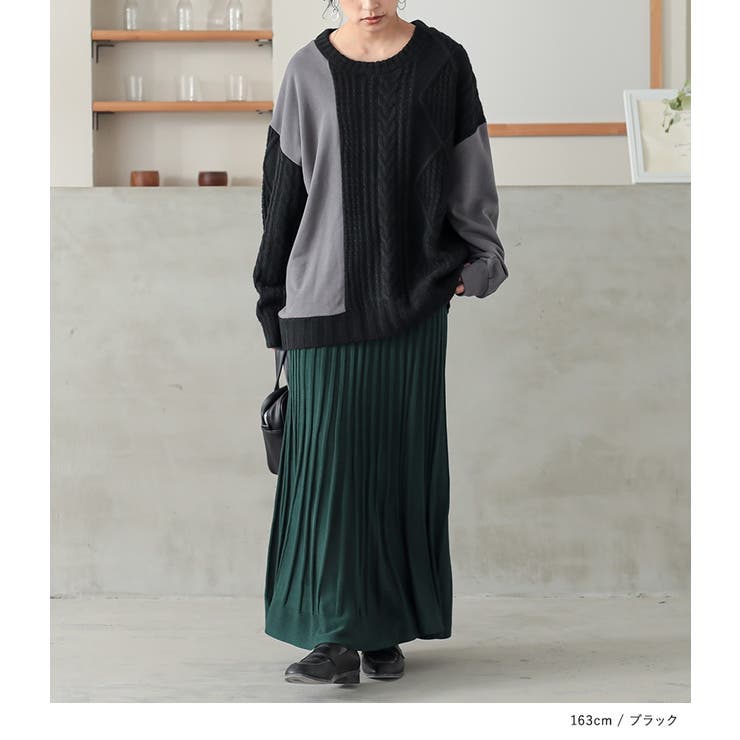 n'OrLABEL配色異素材切替ニット  | osharewalker | 詳細画像11 