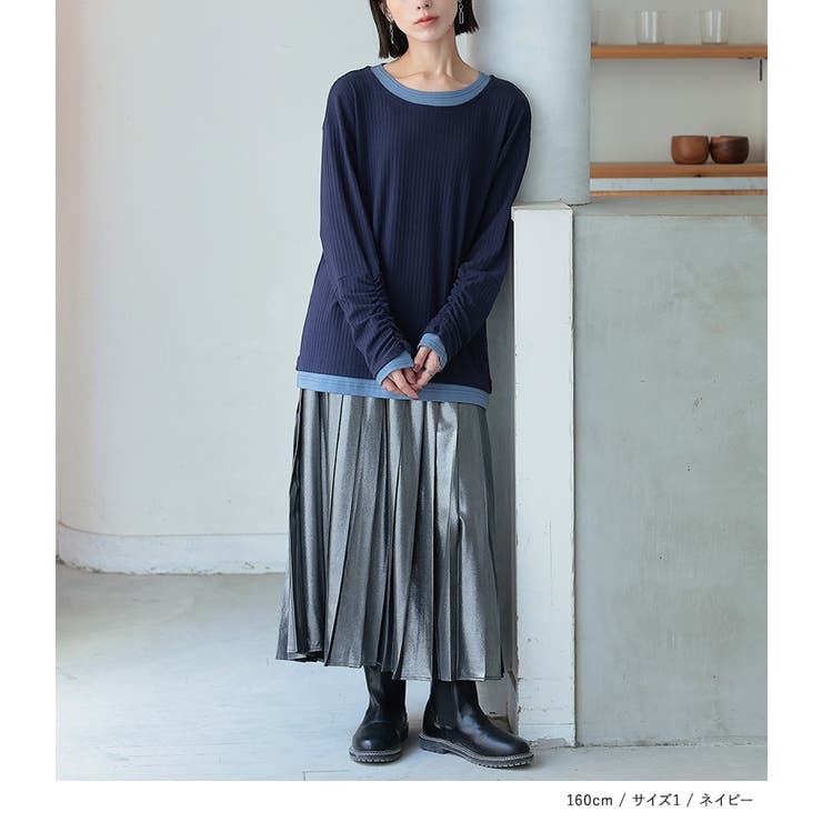 n'OrLABEL袖シャーリングレイヤード風トップス  | osharewalker | 詳細画像10 