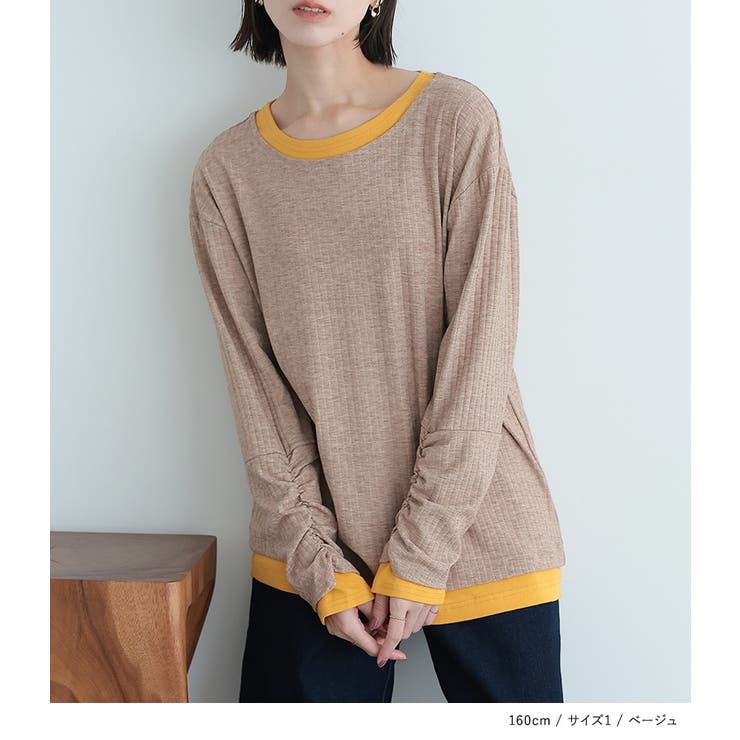 n'OrLABEL袖シャーリングレイヤード風トップス  | osharewalker | 詳細画像13 