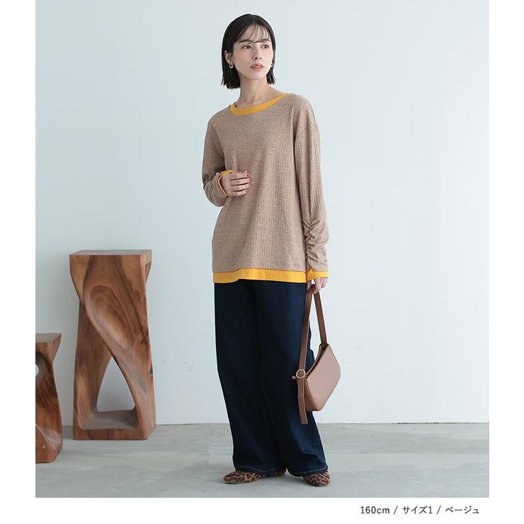 n'OrLABEL袖シャーリングレイヤード風トップス  | osharewalker | 詳細画像14 