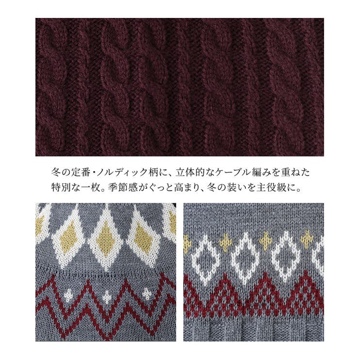 n'OrLABEL裏シャギーパッチワークノルディックニットカーデ  | osharewalker | 詳細画像6 