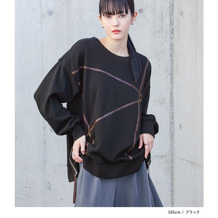 kOhAKUフェイクレザーライン裏シャギースウェット  | osharewalker | 詳細画像4 