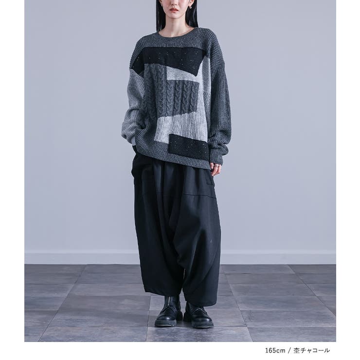 kOhAKUパッチワーク配色ニット  | osharewalker | 詳細画像4 