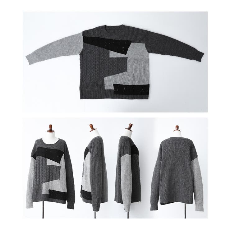 kOhAKUパッチワーク配色ニット  | osharewalker | 詳細画像15 