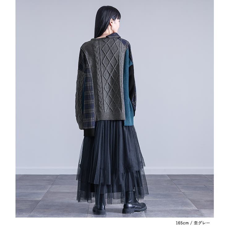 kOhAKU異素材切替ニット  | osharewalker | 詳細画像10 